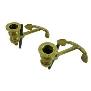 Vintage Brass Anchor Candlesticks Pair Nautical Decor